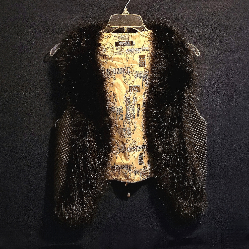 Choies Open Front Faux Leather Vest